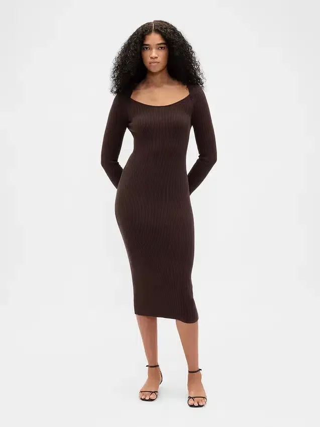 CashSoft-Midi-Pullover-Kleid mit Rippbündchen