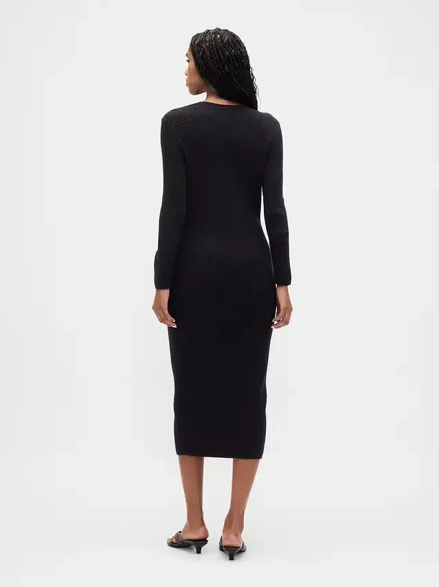 CashSoft-Midi-Pullover-Kleid mit Rippbündchen