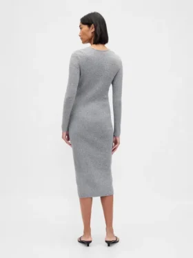 CashSoft-Midi-Pullover-Kleid mit Rippbündchen
