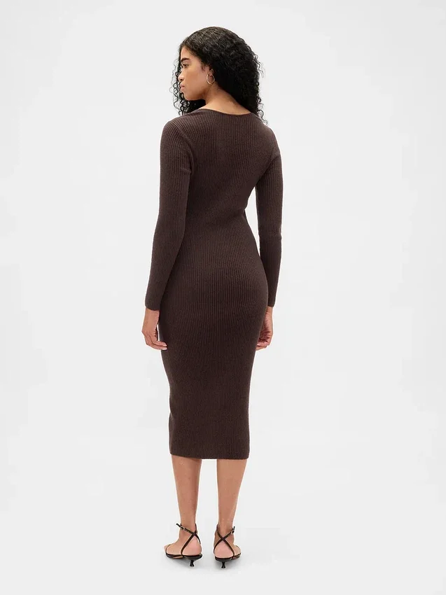 CashSoft-Midi-Pullover-Kleid mit Rippbündchen