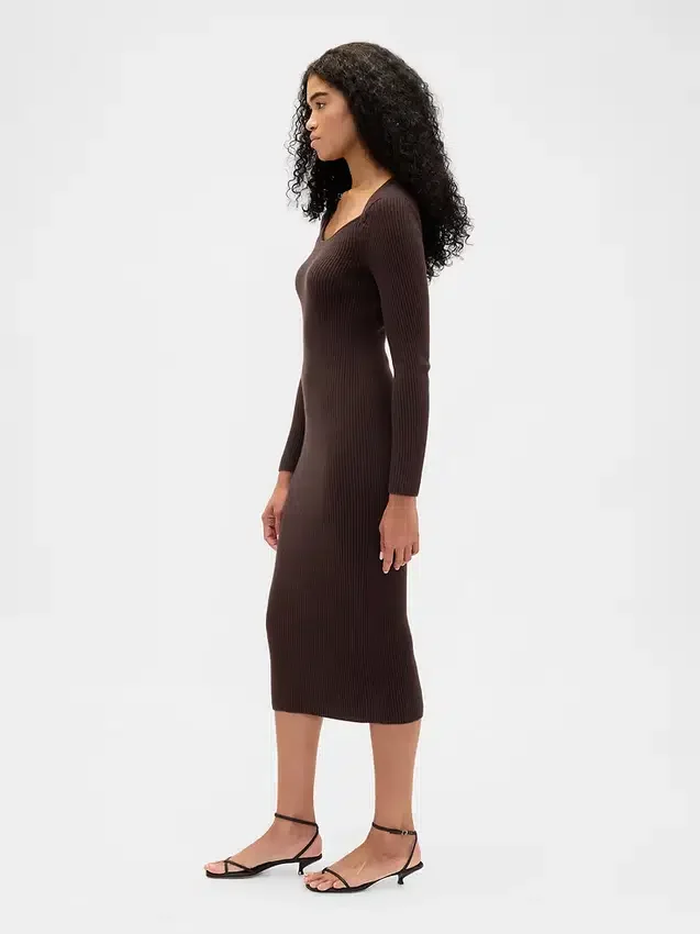 CashSoft-Midi-Pullover-Kleid mit Rippbündchen