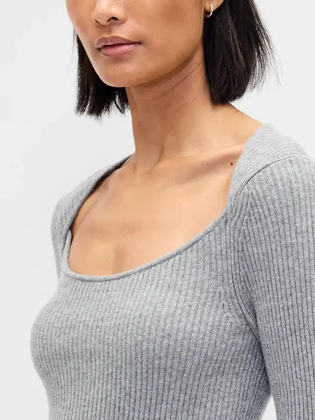 CashSoft-Midi-Pullover-Kleid mit Rippbündchen