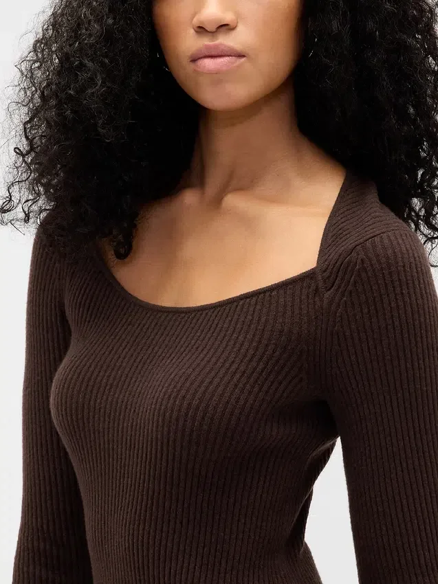CashSoft-Midi-Pullover-Kleid mit Rippbündchen