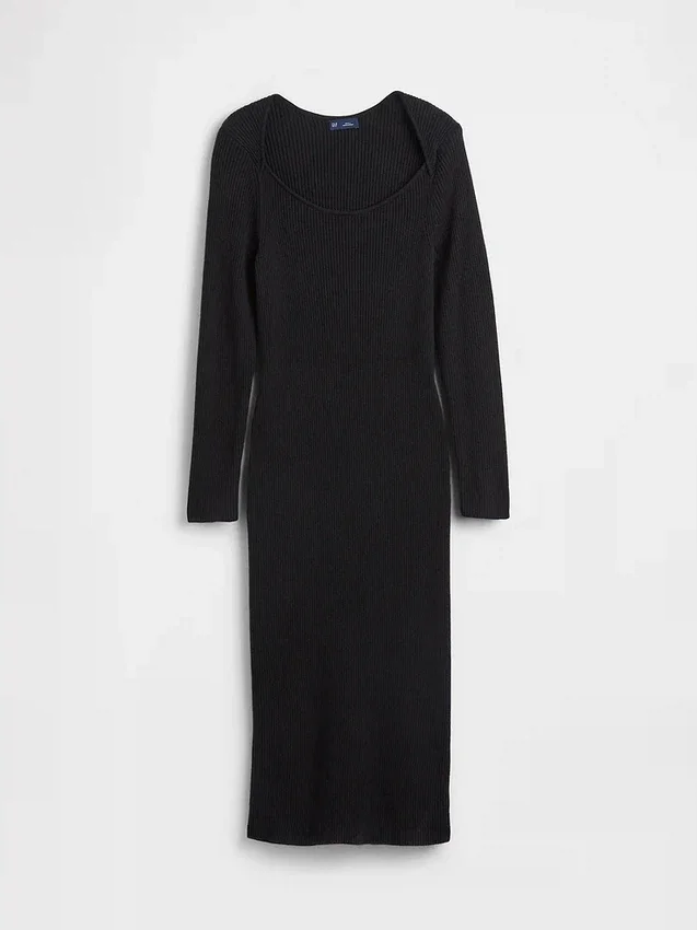 CashSoft-Midi-Pullover-Kleid mit Rippbündchen