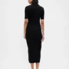 CashSoft Midi-Strickkleid mit geripptem Kragen
