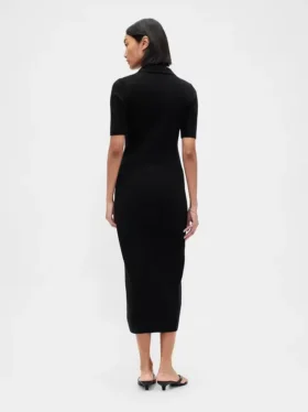 CashSoft Midi-Strickkleid mit geripptem Kragen