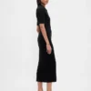 CashSoft Midi-Strickkleid mit geripptem Kragen