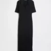 CashSoft Midi-Strickkleid mit geripptem Kragen