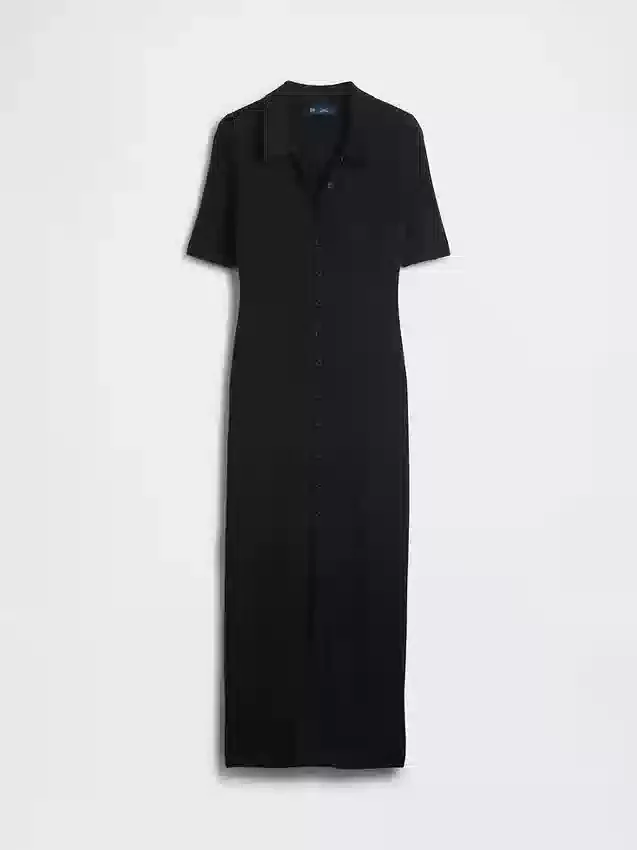CashSoft Midi-Strickkleid mit geripptem Kragen