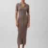CashSoft-Midi-Strickkleid mit Rippkragen