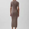 CashSoft-Midi-Strickkleid mit Rippkragen