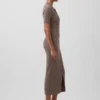 CashSoft-Midi-Strickkleid mit Rippkragen
