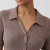 CashSoft-Midi-Strickkleid mit Rippkragen