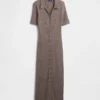 CashSoft-Midi-Strickkleid mit Rippkragen