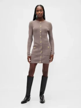 CashSoft-Mini-Pullover-Kleid mit gerippten Taschen