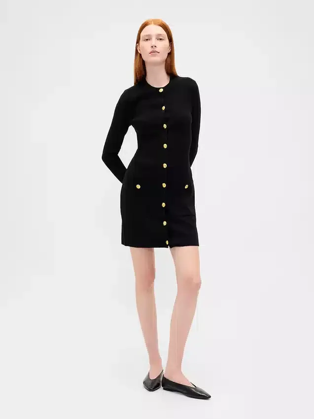 CashSoft-Mini-Pullover-Kleid mit gerippten Taschen