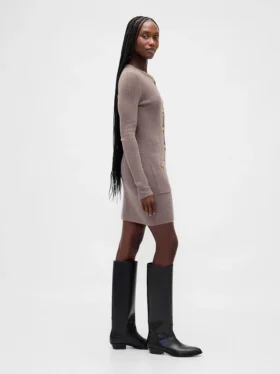 CashSoft-Mini-Pullover-Kleid mit gerippten Taschen