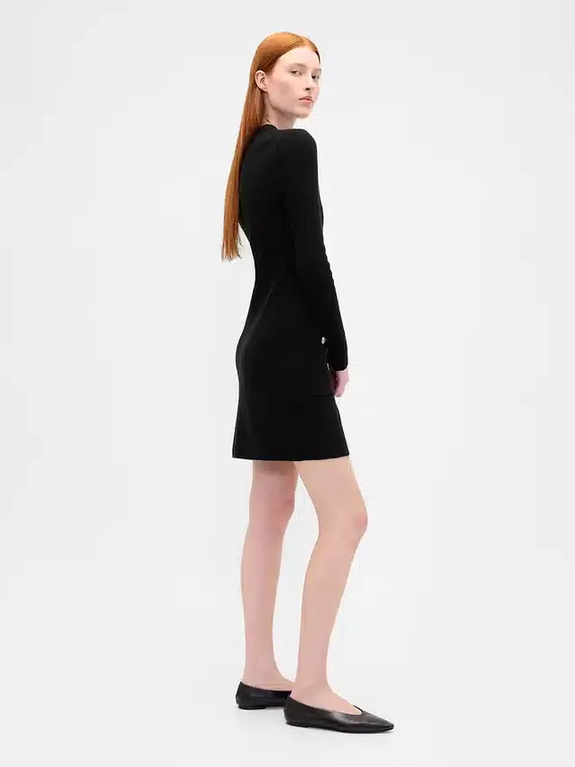 CashSoft-Mini-Pullover-Kleid mit gerippten Taschen