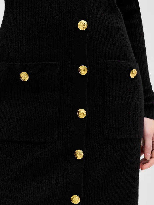 CashSoft-Mini-Pullover-Kleid mit gerippten Taschen