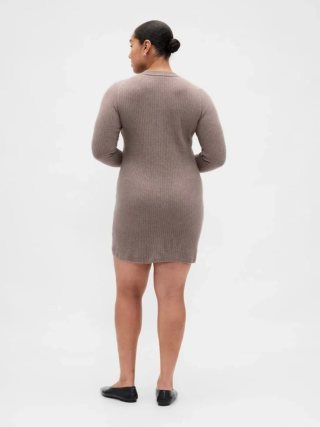 CashSoft-Mini-Pullover-Kleid mit gerippten Taschen