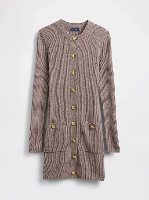 CashSoft-Mini-Pullover-Kleid mit gerippten Taschen