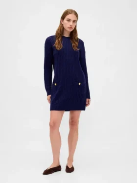 CashSoft-Mini-Pullover-Kleid mit Zopfmuster