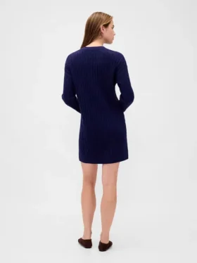 CashSoft-Mini-Pullover-Kleid mit Zopfmuster