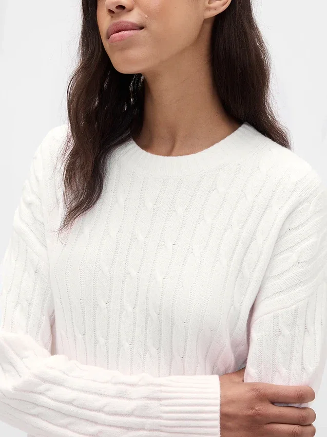 CashSoft-Mini-Pullover-Kleid mit Zopfmuster