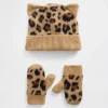 CashSoft-Mütze und Fäustlinge im Leopardenmuster für Baby & Kleinkind