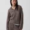 CashSoft Oversize-Kapuzenpullover mit Shaker-Stitch und Reißverschluss