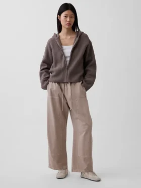 CashSoft Oversize-Kapuzenpullover mit Shaker-Stitch und Reißverschluss
