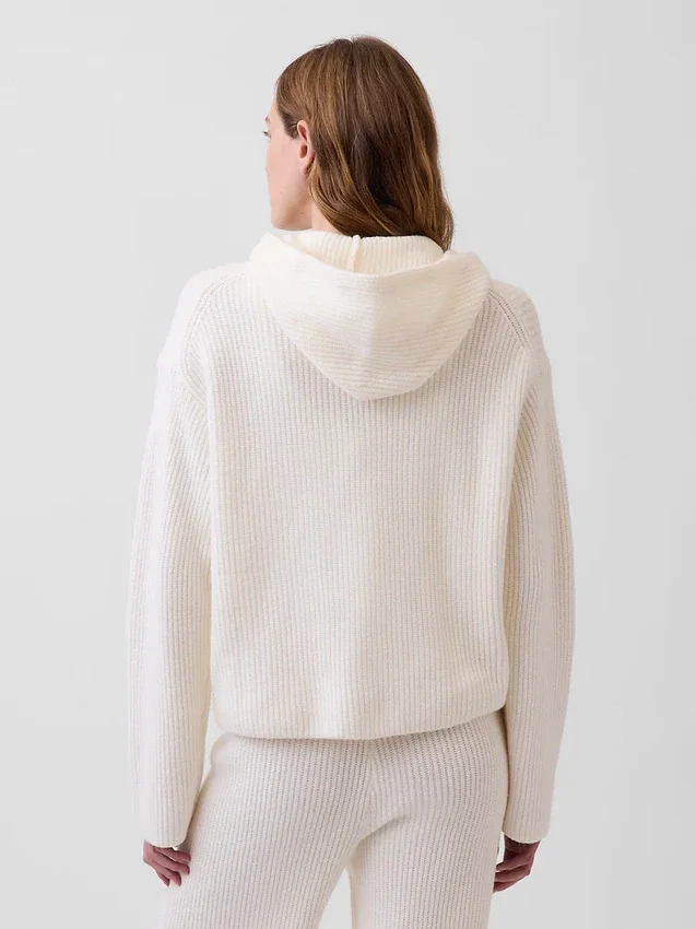 CashSoft Oversize-Kapuzenpullover mit Shaker-Stitch und Reißverschluss