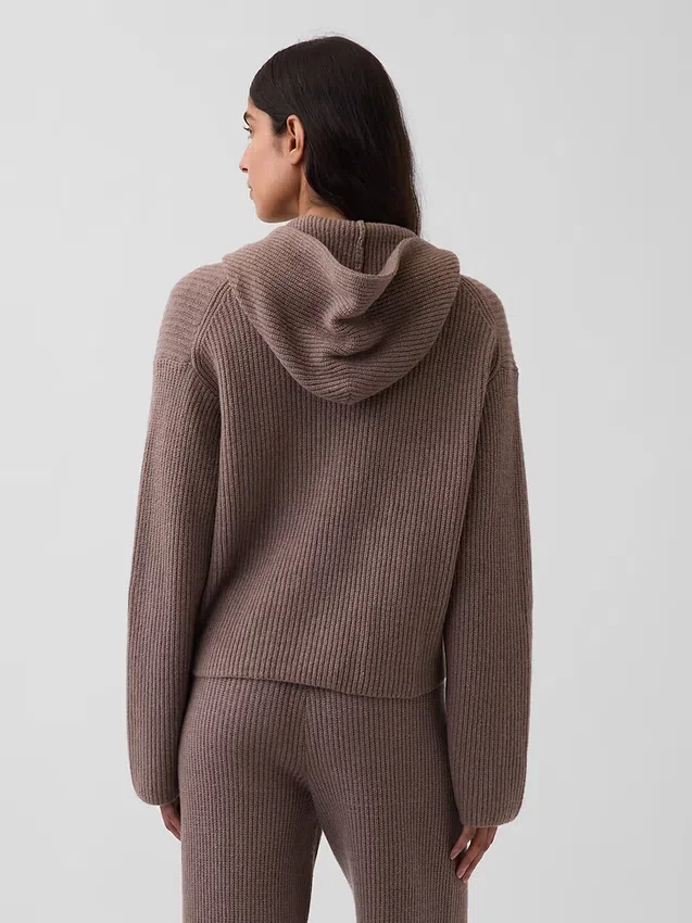 CashSoft Oversize-Kapuzenpullover mit Shaker-Stitch und Reißverschluss
