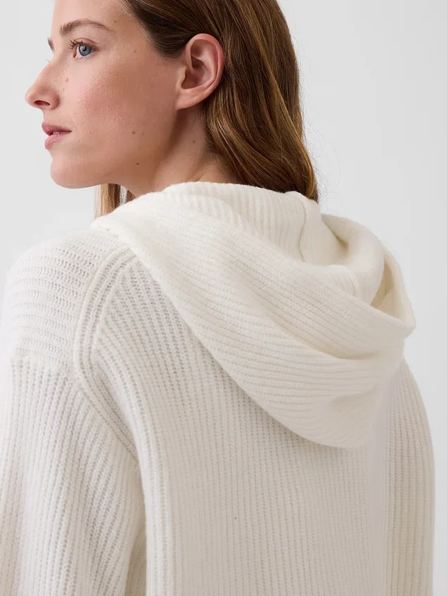 CashSoft Oversize-Kapuzenpullover mit Shaker-Stitch und Reißverschluss