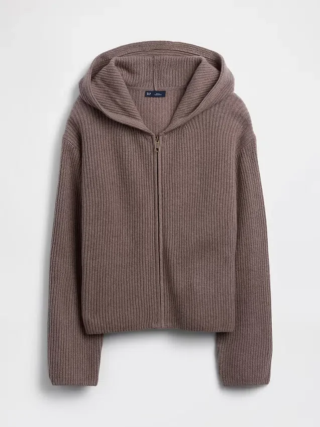 CashSoft Oversize-Kapuzenpullover mit Shaker-Stitch und Reißverschluss