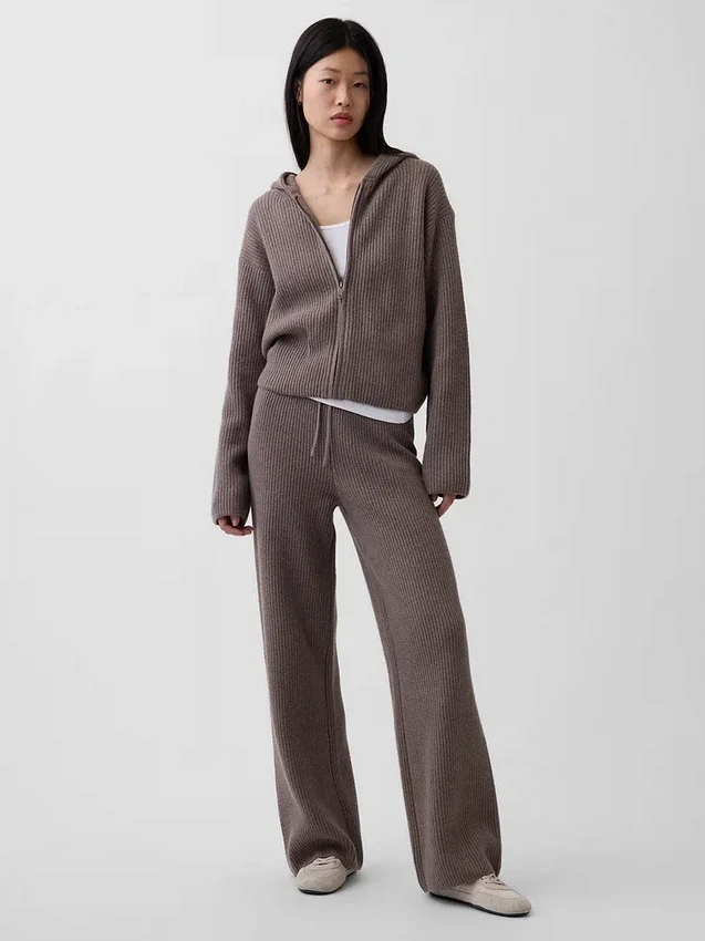 CashSoft Oversize-Kapuzenpullover mit Shaker-Stitch und Reißverschluss