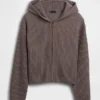 CashSoft Oversize-Kapuzenpullover mit Shaker-Stitch und Reißverschluss