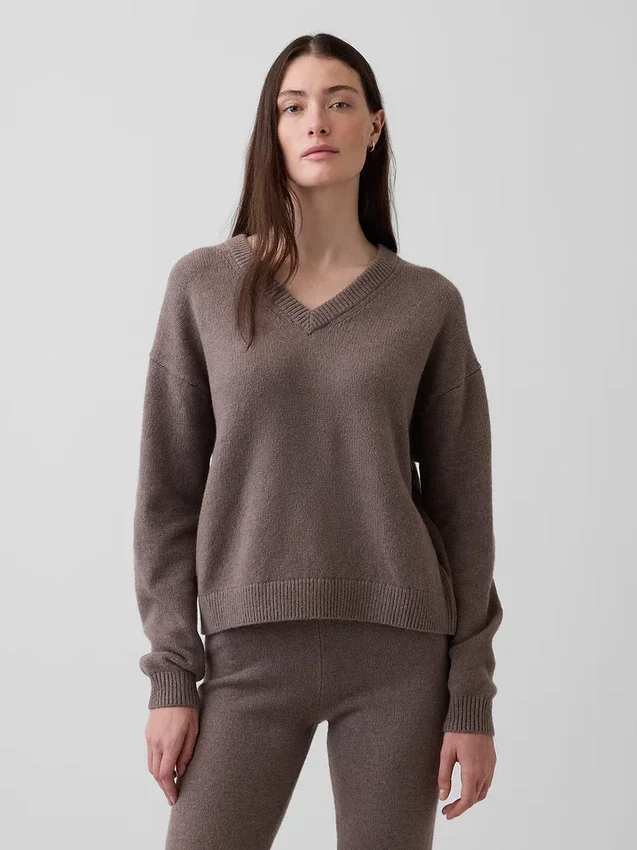 CashSoft Oversize-Pullover mit V-Ausschnitt