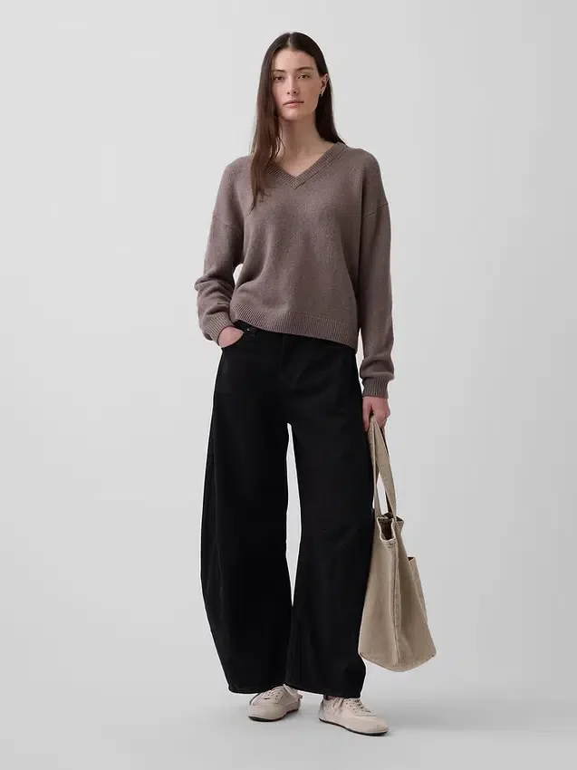 CashSoft Oversize-Pullover mit V-Ausschnitt
