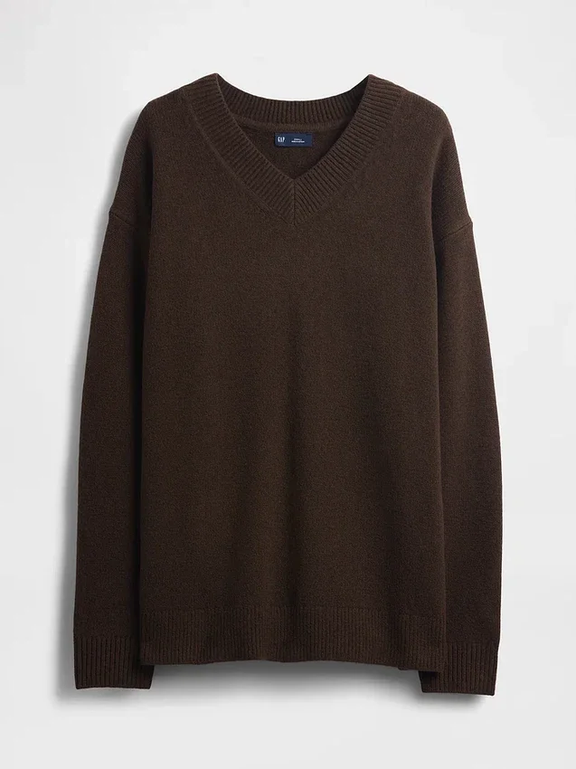 CashSoft Oversize-Pullover mit V-Ausschnitt