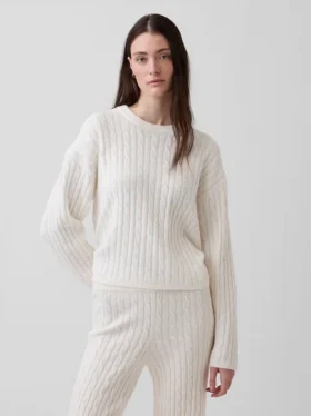 CashSoft Oversize-Pullover mit Zopfmuster