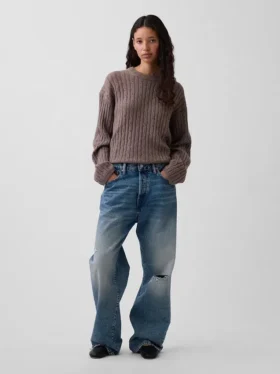 CashSoft Oversize-Pullover mit Zopfmuster
