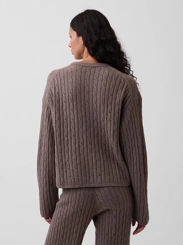 CashSoft Oversize-Pullover mit Zopfmuster