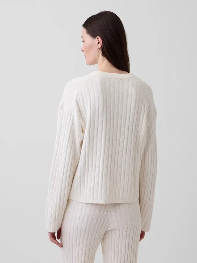 CashSoft Oversize-Pullover mit Zopfmuster