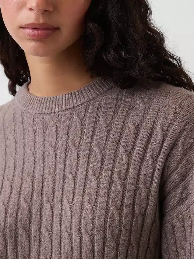 CashSoft Oversize-Pullover mit Zopfmuster