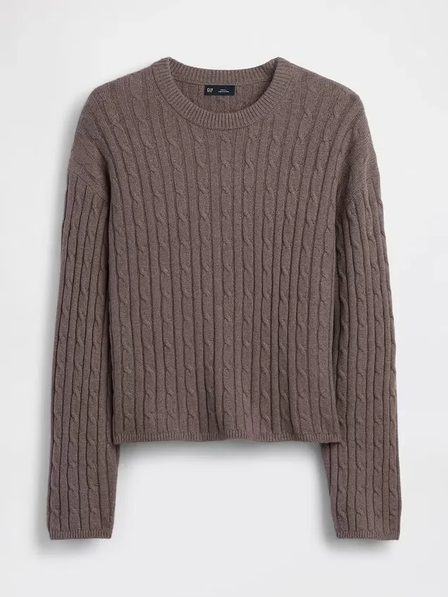 CashSoft Oversize-Pullover mit Zopfmuster