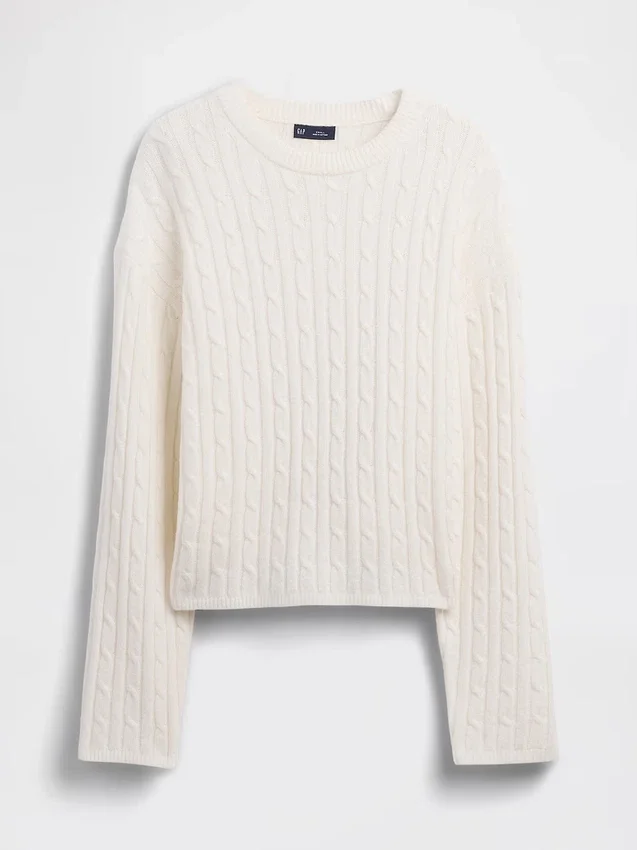 CashSoft Oversize-Pullover mit Zopfmuster