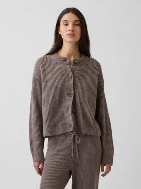 CashSoft Oversize-Strickjacke im Shaker-Stitch-Look