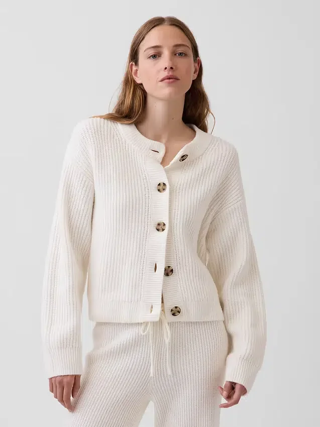 CashSoft Oversize-Strickjacke im Shaker-Stitch-Look