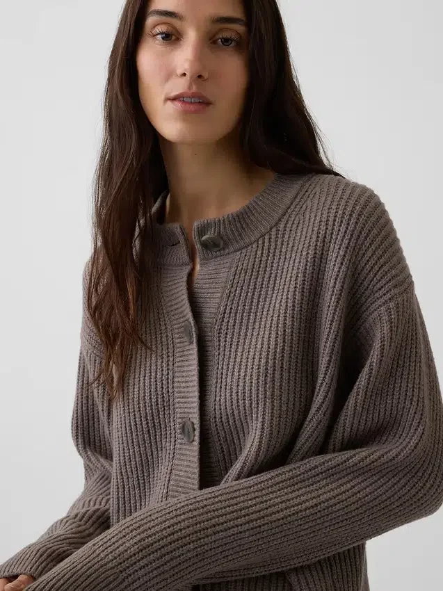 CashSoft Oversize-Strickjacke im Shaker-Stitch-Look